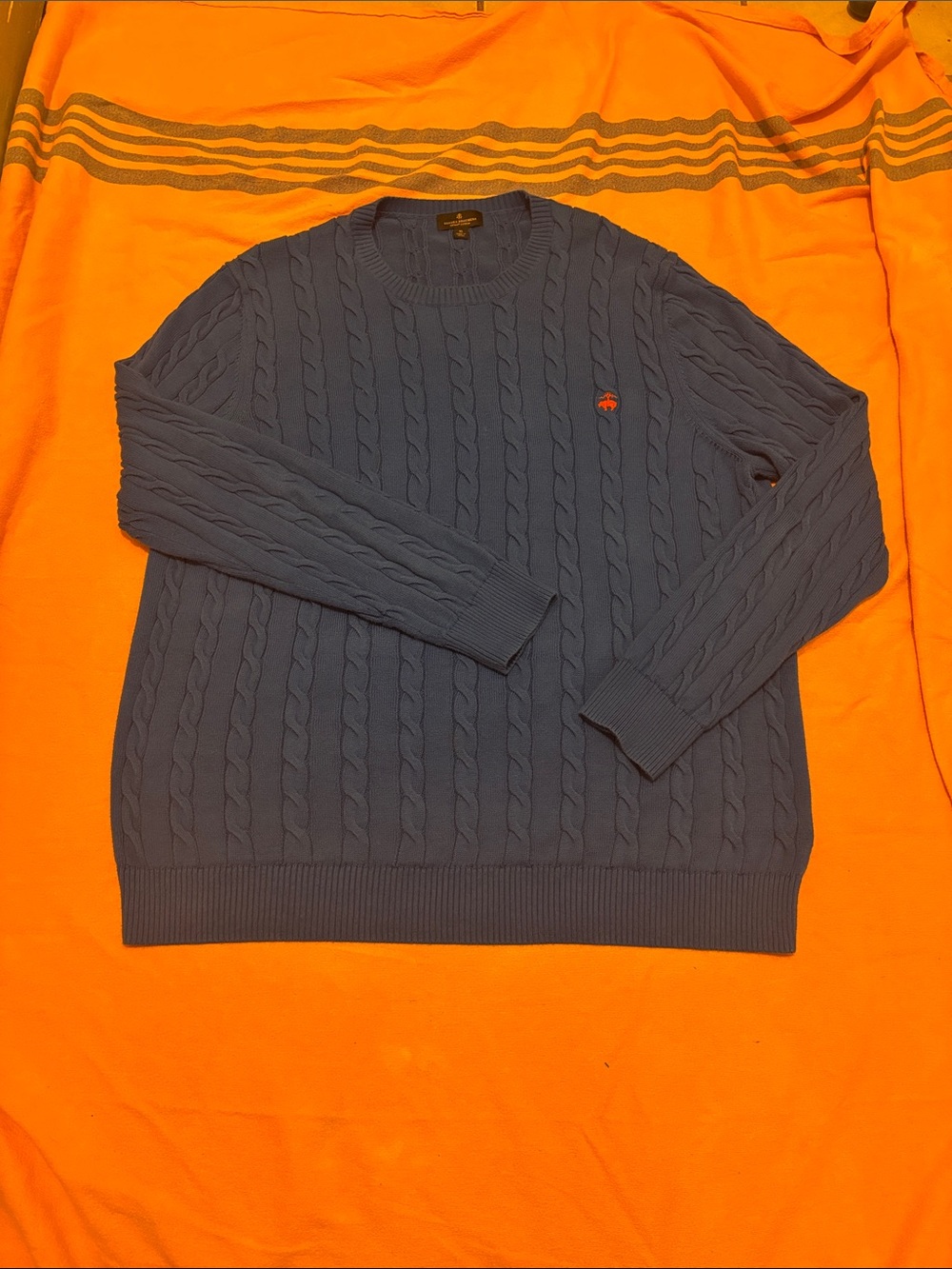 Brooks Brothers Men’s Blue Cable Knit Crewneck Sweater